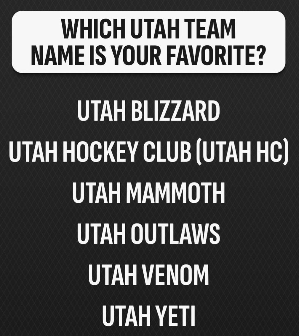 Official poll for Utah NHL team name down to six options image